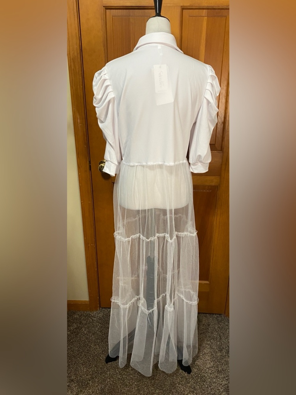 NWT Ekaliy Casual Mesh Tiered Long Top - Picture 4 of 6